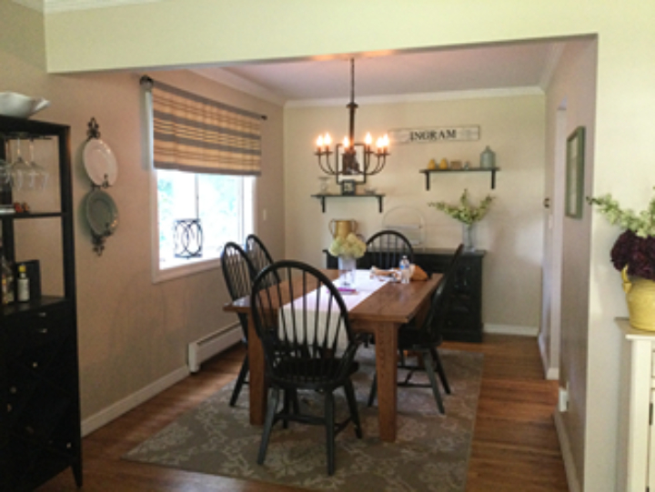 Dinning room with carpet flooring | Rockland Interiors